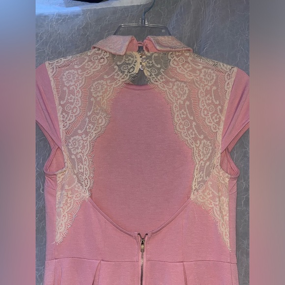 Pink Lace Open-Back A-line Dress - Picture 12 of 14